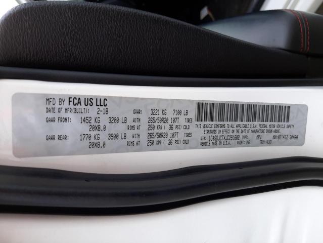 Photo 10 from auction – 2018 DODGE DURANGO R/ with VIN 1C4SDJCTXJC291602