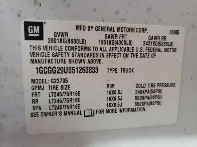 Photo 10 from auction – 2005 CHEVROLET EXPRESS G2 with VIN 1GCGG29U051260833