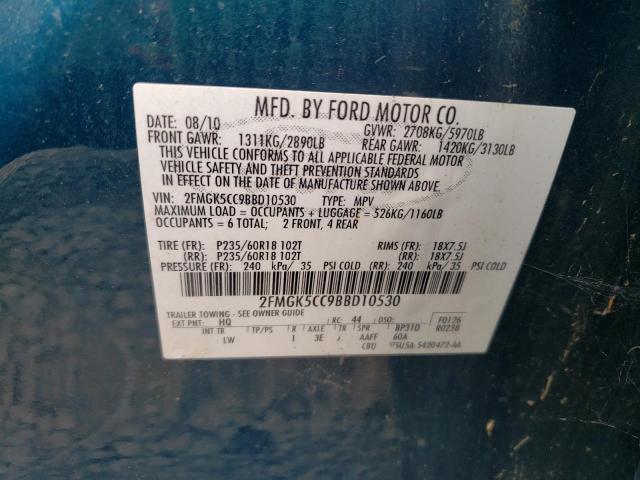 Photo 10 from auction – 2011 FORD FLEX SEL with VIN 2FMGK5CC9BBD10530