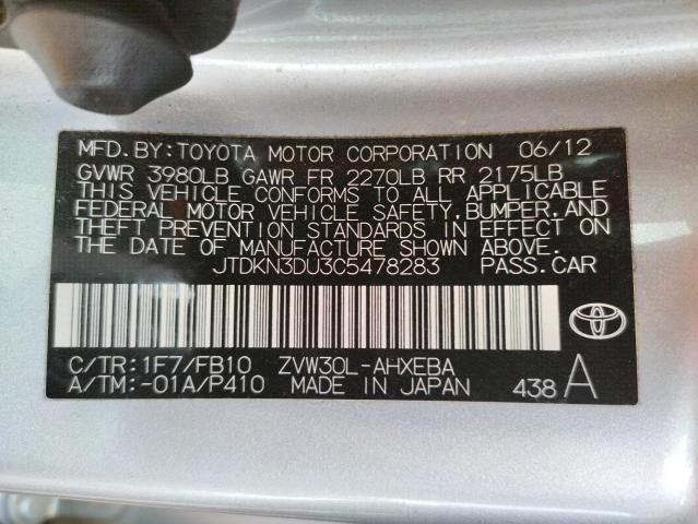 Photo 10 from auction – 2012 TOYOTA PRIUS with VIN JTDKN3DU3C5478283