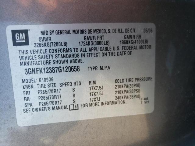 Photo 10 from auction – 2007 CHEVROLET AVALANCHE with VIN 3GNFK12387G120658