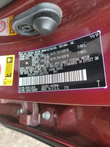 Foto 10 de la subasta – 2018 TOYOTA HIGHLANDER con VIN 5TDJZRFH7JS802569
