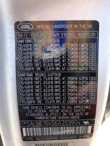 Photo 10 from auction – 2006 LAND ROVER RANGE ROVE with VIN SALME15456A203904
