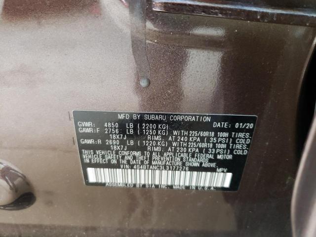 Photo 10 from auction – 2020 SUBARU OUTBACK LI with VIN 4S4BTANC3L3177276