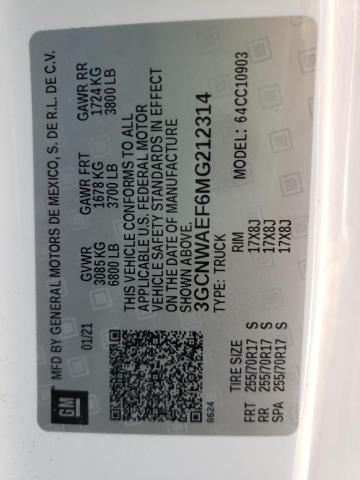 Photo 10 from auction – 2021 CHEVROLET SILVERADO with VIN 3GCNWAEF6MG212314