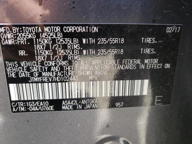 Photo 10 from auction – 2017 TOYOTA RAV4 LIMIT with VIN JTMYFREV7HD102443