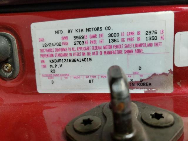 Photo 10 from auction – 2003 KIA SEDONA EX with VIN KNDUP131636414019