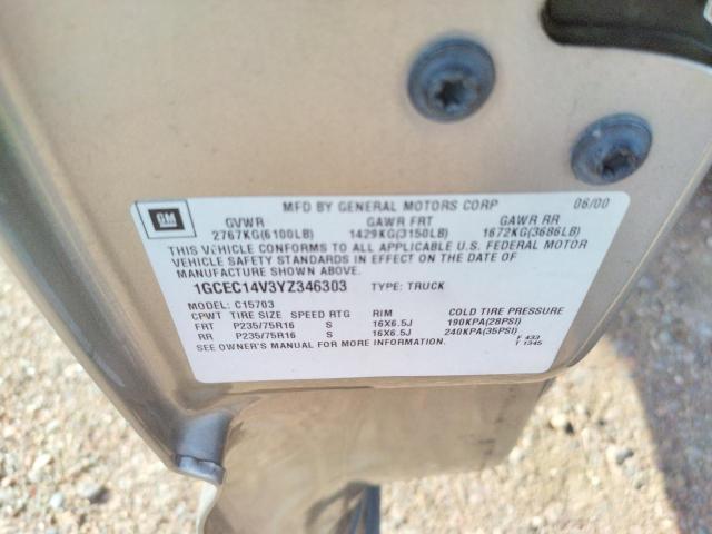 Photo 10 from auction – 2000 CHEVROLET SILVERADO with VIN 1GCEC14V3YZ346303