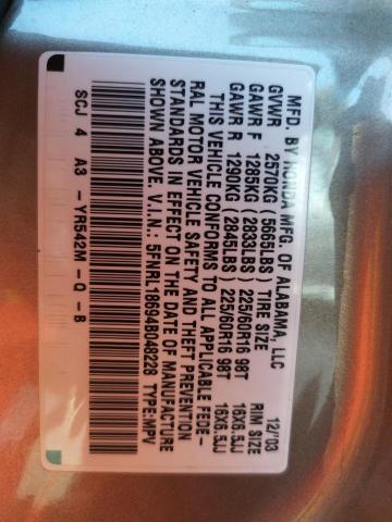 Photo 10 from auction – 2004 HONDA ODYSSEY EX with VIN 5FNRL18694B048228