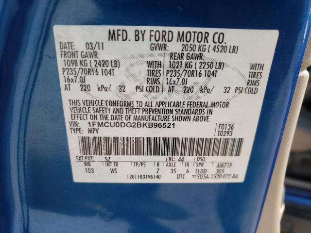 Photo 10 from auction – 2011 FORD ESCAPE XLT with VIN 1FMCU0DG2BKB96521