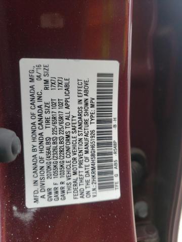 Photo 10 from auction – 2016 HONDA CR-V EX with VIN 2HKRM4H58GH651926