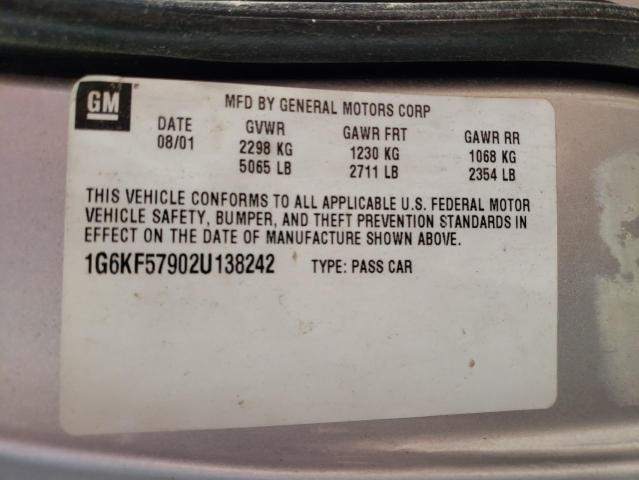 Photo 10 from auction – 2002 CADILLAC DEVILLE DT with VIN 1G6KF57902U138242