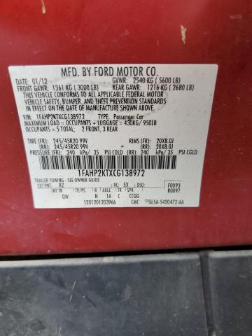 Photo 10 from auction – 2012 FORD TAURUS SHO with VIN 1FAHP2KTXCG138972