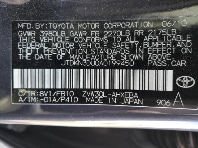 Photo 10 from auction – 2010 TOYOTA PRIUS with VIN JTDKN3DU0A0199450