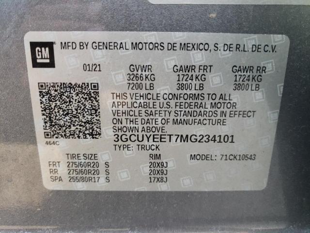 Photo 10 from auction – 2021 CHEVROLET SILVERADO with VIN 3GCUYEET7MG234101