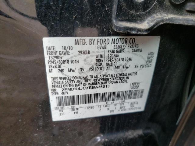 Photo 10 from auction – 2011 FORD EDGE SEL with VIN 2FMDK4JCXBBA36013