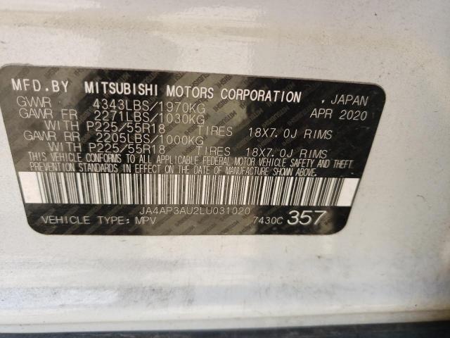 Photo 10 from auction – 2020 MITSUBISHI OUTLANDER with VIN JA4AP3AU2LU031020