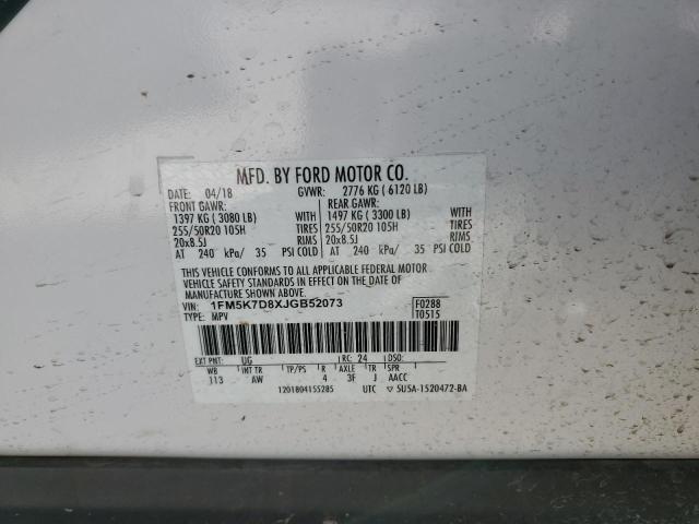 Photo 10 from auction – 2018 FORD EXPLORER X with VIN 1FM5K7D8XJGB52073