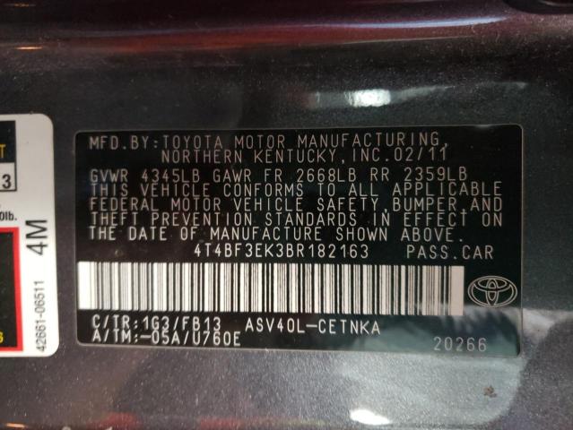 Photo 10 from auction – 2011 TOYOTA CAMRY BASE with VIN 4T4BF3EK3BR182163