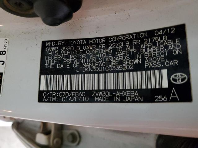 Photo 10 from auction – 2012 TOYOTA PRIUS with VIN JTDKN3DU1C0335202