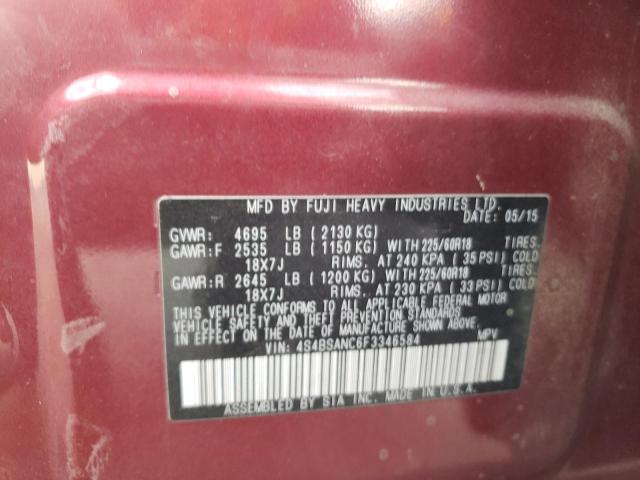 Photo 10 from auction – 2015 SUBARU OUTBACK 2. with VIN 4S4BSANC6F3346584