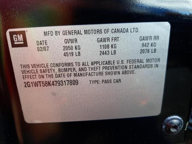 Photo 10 from auction – 2007 CHEVROLET IMPALA LT with VIN 2G1WT58K479317809
