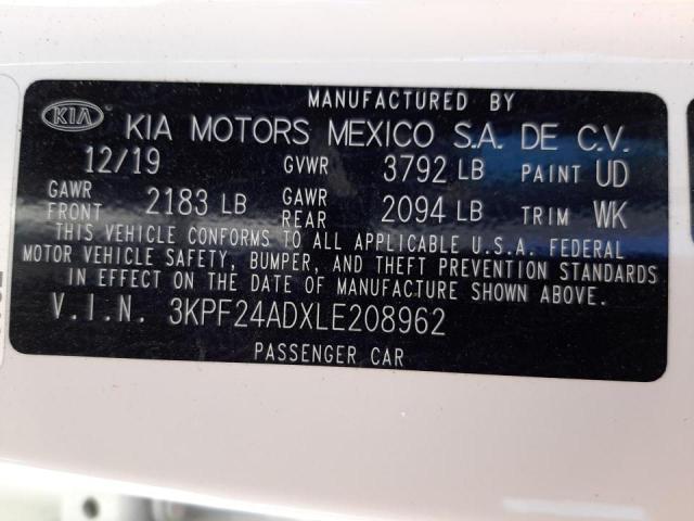 Photo 10 from auction – 2020 KIA FORTE FE with VIN 3KPF24ADXLE208962