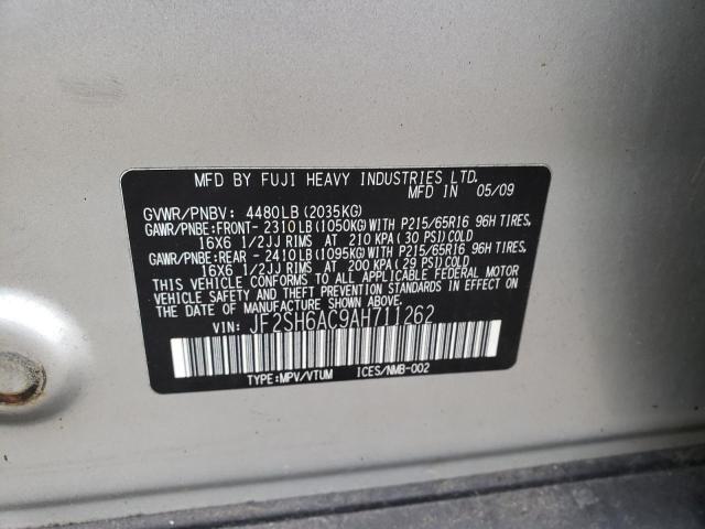 Foto 10 de la subasta – 2010 SUBARU FORESTER 2 con VIN JF2SH6AC9AH711262