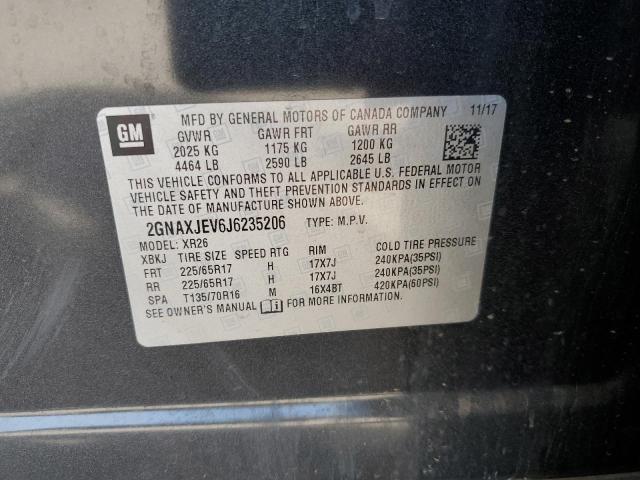Photo 10 from auction – 2018 CHEVROLET EQUINOX LT with VIN 2GNAXJEV6J6235206