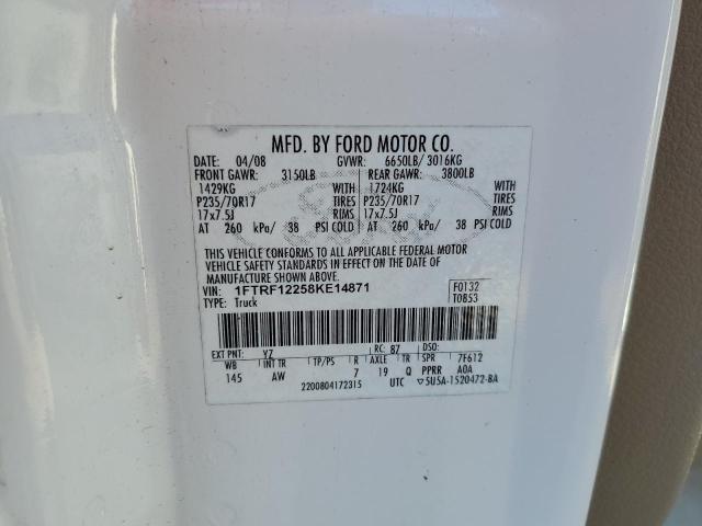 Photo 10 from auction – 2008 FORD F150 with VIN 1FTRF12258KE14871