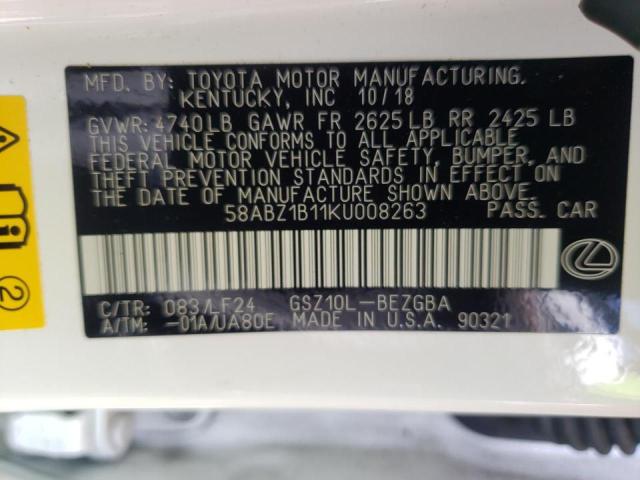 Photo 10 from auction – 2019 LEXUS ES 350 with VIN 58ABZ1B11KU008263
