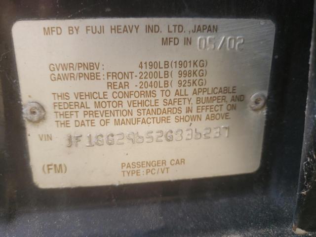 Photo 10 from auction – 2002 SUBARU IMPREZA with VIN JF1GG29652G836237