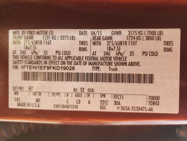 Photo 10 from auction – 2015 FORD F150 SUPER with VIN 1FTEW1EF9FKD19028