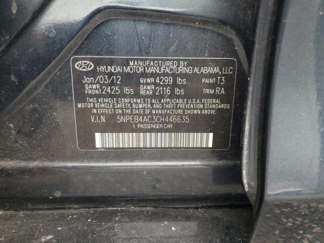Photo 10 from auction – 2012 HYUNDAI SONATA GLS with VIN 5NPEB4AC3CH446635