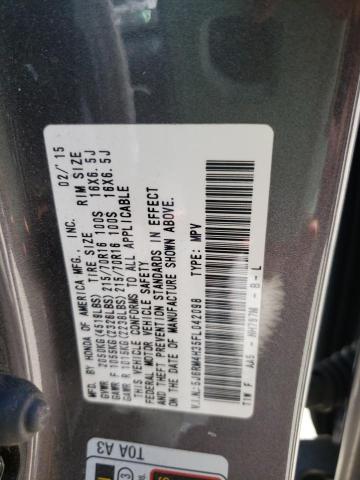Photo 10 from auction – 2015 HONDA CR-V LX with VIN 5J6RM4H35FL042098
