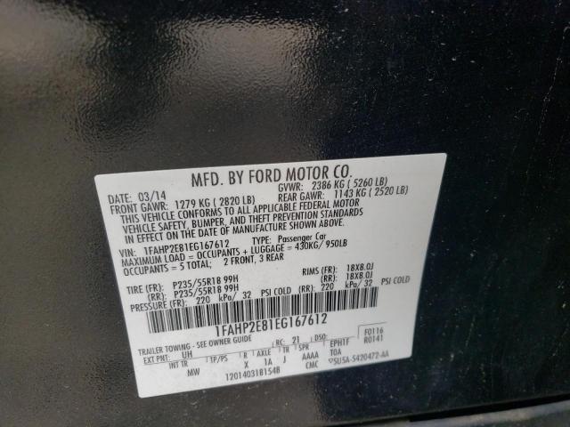 Photo 10 from auction – 2014 FORD TAURUS SEL with VIN 1FAHP2E81EG167612