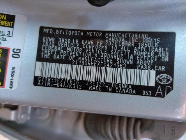 Photo 10 from auction – 2015 TOYOTA COROLLA L with VIN 2T1BURHEXFC421563