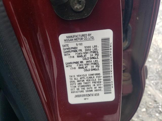 Photo 10 from auction – 2002 NISSAN PATHFINDER with VIN JN8DR09Y92W741459