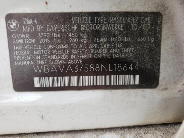 Photo 10 from auction – 2008 BMW 328 I with VIN WBAVA37588NL18644