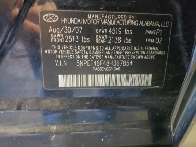 Photo 10 from auction – 2008 HYUNDAI SONATA with VIN 5NPET46F48H367854