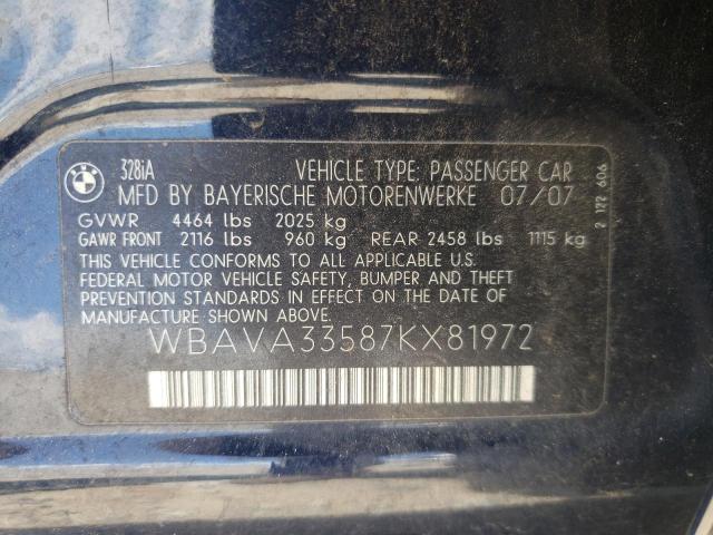 Photo 10 from auction – 2007 BMW 328 I with VIN WBAVA33587KX81972