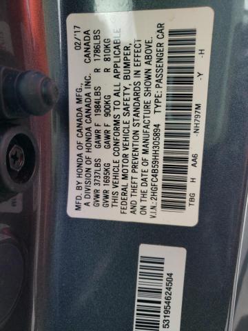 Photo 10 from auction – 2017 HONDA CIVIC LX with VIN 2HGFC4B59HH305894