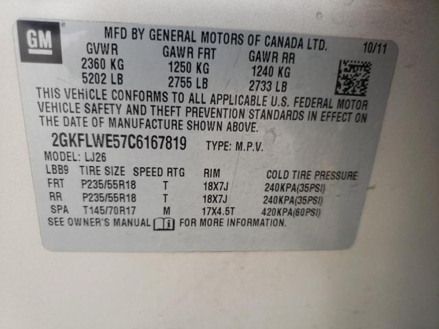 Photo 10 from auction – 2012 GMC TERRAIN SL with VIN 2GKFLWE57C6167819