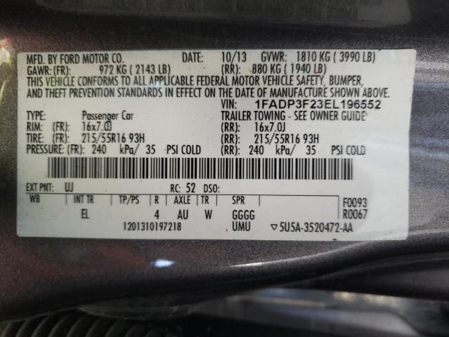Photo 10 from auction – 2014 FORD FOCUS SE with VIN 1FADP3F23EL196552