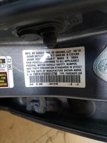 Photo 10 from auction – 2011 HONDA CIVIC LX with VIN 19XFA1F52BE012760
