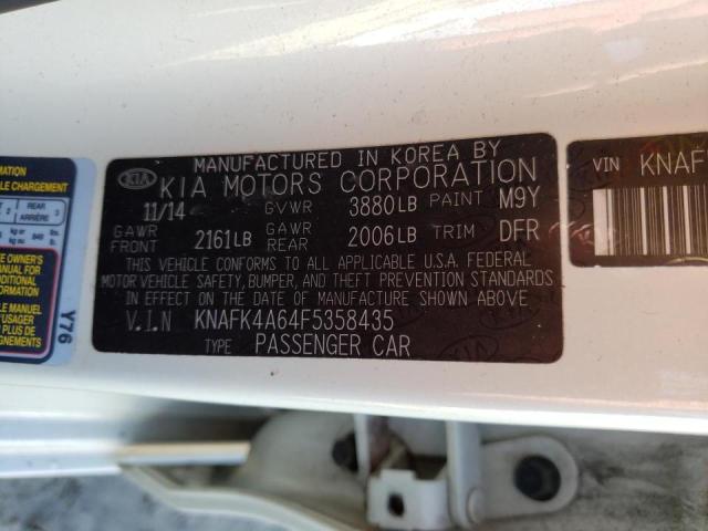 Photo 10 from auction – 2015 KIA FORTE LX with VIN KNAFK4A64F5358435
