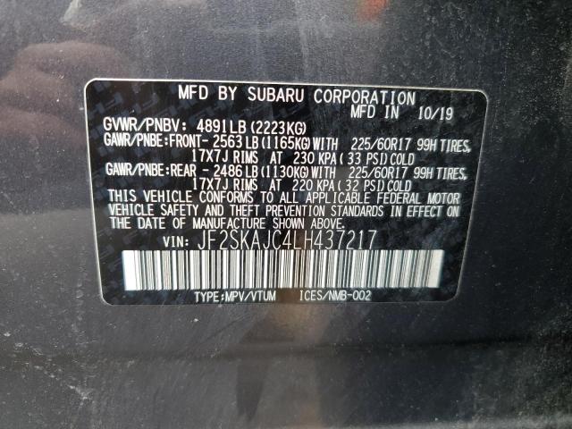Photo 10 from auction – 2020 SUBARU FORESTER P with VIN JF2SKAJC4LH437217