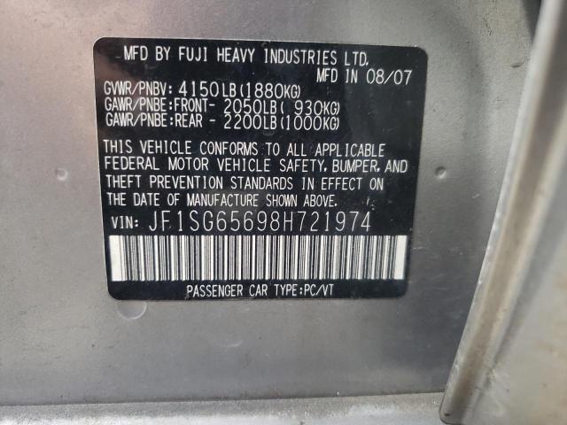 Photo 10 from auction – 2008 SUBARU FORESTER 2 with VIN JF1SG65698H721974