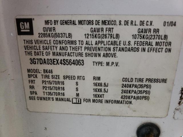 Photo 10 from auction – 2004 PONTIAC AZTEK with VIN 3G7DA03EX4S564063