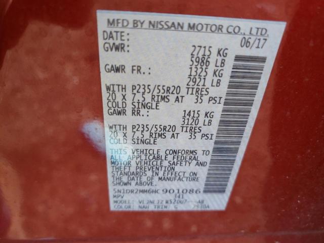 Photo 10 from auction – 2017 NISSAN PATHFINDER with VIN 5N1DR2MM6HC901086